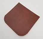 Kızıl Kahve Gerçek Deri 12x12 cm Oval Kenar Cep