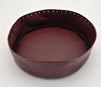 Bordo Suni Deri 22 cm Yuvarlak Yüksek Çanta Tabanı Gümüş Metalli