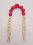 42 cm Kancalı Fuşya Renk Akrilik Zincir Light Gold Metalli