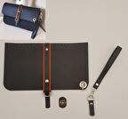 Suni Deri Abiye Cluch Çanta Seti Siyah Renk Gümüş Metalli