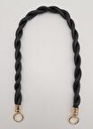 Siyah 10 mm Suni Deri İpli Çanta Sapı Light Gold Metalli