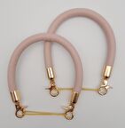 Çift Kısa Kordon Çanta Sapı Pudra Renk Light Gold Metalli