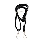 Rugan Deri 125x2 cm Sürgütlü Siyah Renk Çanta Sapı Gümüş Metalli