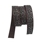 3 cm Polyester Kolon Kahverengi Gümüş Simli 1 Metre