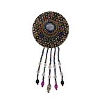 Angel Çanta Aksesuar Boncuk İşlemeli Derili Yuvarlak Model Otantik Süs 1 Adet