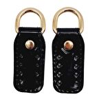 Çift Kat Dikişli Rugan Deri Siyah Renk Sapucu Böce Light Gold Metalli