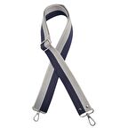 120x4 cm Polyester Kolon Çanta Sapı Lacivert Gri Renk Gümüş Metalli