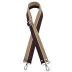 120x4 cm Polyester Kolon Çanta Sapı Kahve Bej Renk Gümüş Metalli