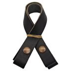 30 cm Gerçek Deri Siyah Renk Çıtçıtlı Sap Antik Metalli