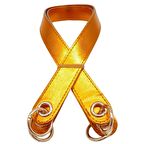 Parlak Rugan Deri Kuş Gözlü Çift Çanta Sapı Turuncu Renk Light Gold Metalli