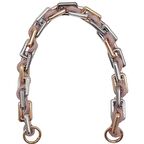 45 cm Derili Köşeli Renkli Akrilik Zincir Pudra Renk Derili Yaylı Halkalı