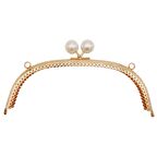 20.5 cm İncili Oval Çanta Klipsi Çanta Bursu Light Gold Metalli