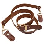 Gerçek Deri Ayarlı Uzun Sap 2.3x130 Sütlü Kahve Light Gold Metalli