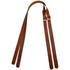 Suni Deri Tek Tokalı Ayarlanabilir Çift Çanta Sapı Taba Renk Light Gold Metal