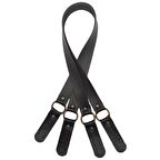 Haledört Model Suni Deri Çift Sap Siyah Renk Antik Metalli