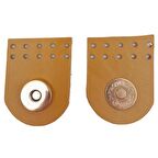 Gerçek Derili Tek Dikim Mıknatıslı Çıtçıt Hardal Renk Light Gold Metalli