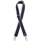 120x3 cm Polyester Kolon Çanta Sapı Lacivert Renk Bej Şeritli Gümüş Metalli