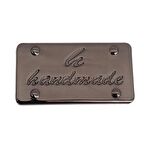 Handmade Yazılı Metal Etiket 3.7x2 cm Plaka Süs Füme Renk