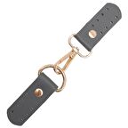 Gerçek Deri Kancalı Böce (Kilit) Gri Renk Light Gold Metalli