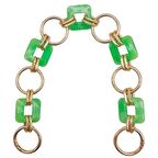 38 cm Kare Akrilik Yaylı Halkalı Çanta Zinciri Açık Yeşil Renk Light Gold Metalli