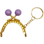5 cm Anahtarlıklı Toplu Cüzdan Klipsi Lila Renk Gold Metal