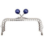 Angel Çanta Aksesuar 10.5 cm Gümüş Metal Lacivert Toplu Dikdörtgen Cüzdan Klipsi Çanta Bursu Model 2