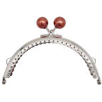 10.5 cm Gümüş Metal Koyu Bordo Toplu Oval Cüzdan Klipsi Çanta Bursu Model 2