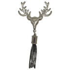 Füme Renk Püsküllü Geyik Model Çanta Süsü