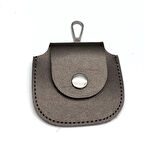 Angel Çanta Aksesuar 8.5x8 cm cm Parlak Gri Renk Kancalı Suni Deri Cep 