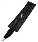 Angel Çanta Aksesuar Rugan Croco Siyah Renk 28 Cm Derili Fermuar Gümüş  Metalli