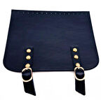Angel Çanta Aksesuar 24x19 cm Çift Mıknatıslı  Suni Deri Kapak Lacivert Renk Light Gold Metalli