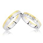 Sarı Beyaz Taşlı Altın Alyans 2606-2