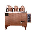 3 demlikli Bakır çay ocağı Bürotipi 3 Gözlü Bakır Çay Kazanı Ofistipi Sadece Elektrikli Bakır Çay Semaveri ETS sistemli