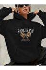 Fabulous Baskı Detaylı İçi Polarlı Kapüşonlu Sweatshirt