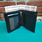 Hakiki Deri Erkek Bozuk Para Gözlü Siyah Mini Cüzdan gvn-0116