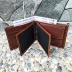 Hakiki Deri Erkek Bozuk Para Gözlü Taba Cüzdan gvn-0133