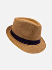  Yazlık Kumaş Açık Kahve Fötr Trilby Şapka