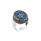 Amberkan Karbon Üzeri Osmanlı Devlet Armalı Erkek Yüzük
