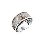 Amberkan Karbon Üstü Tuğralı Erkek Yüzük
