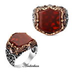 Amberkan Akik Taşlı Özel Tasarım Yüzük