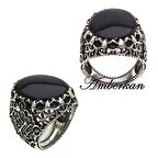 Amberkan Düz Oniks Taşlı Özel Tasarımlı Erkek Yüzük