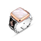 Amberkan Düz Sedef Taşlı Erkek Yüzük