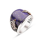 Amberkan ​Gümüş Özel Kesim Sıkma Lapis Taşlı Osmanlı Tuğralı Yüzük