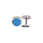 Amberkan Gümüş Turkuaz Taşlı Yuvarlak Model Kol Düğmesi
