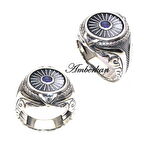 Lacivert Zirkon Taşlı Pervane Modeli Özel Tasarımlı Gümüş Yüzük