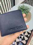 VİSSO 262 HAKİKİ DERİ ÇANTA İSME ÖZEL ÇİFT KİMLİK BÖLMELİ   DERİ ERKEK CÜZDAN Lacivert RENK