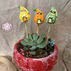 Uretti - Pınar 2572 - El Yapımı 3'lü Bal Kabağı Saksı Süsü - 16 cm