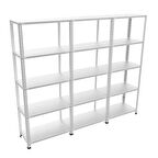 5 Katlı 3'lü Bitişik Paslanmaz Krom Raf - Inox Soğuk Oda Rafı, Buzhane Rafı 31x75 cm-100 cm-1.00 mm