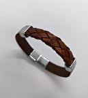 Erkek Kahverengi Erkek Deri Örgü Bileklik