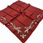 L'awilia Bordo Vintage Çerçeveli Düz Renk Tivil İpek Eşarp 26432-04